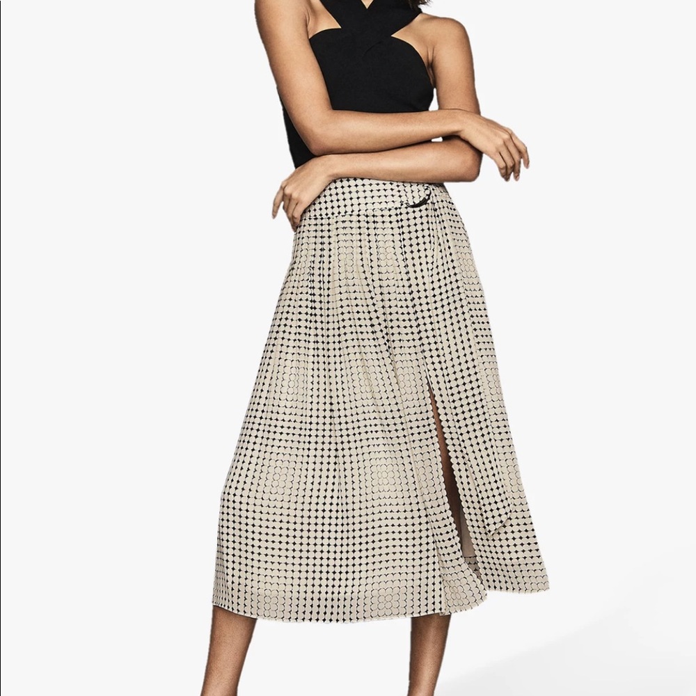 NWT Reiss Jorja Print Pleated Skirt, Size 4